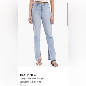 BLANKNYC
Cooper Slit Hem Straight
Leg Jeans (Adrenaline
Rush)